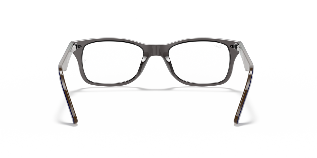 Ray-Ban prescription eyewear frames, light gray with rectangular shape and clear lenses