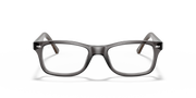 Ray-Ban prescription eyewear frames, dark gray cat-eye style with brown-tinted arms