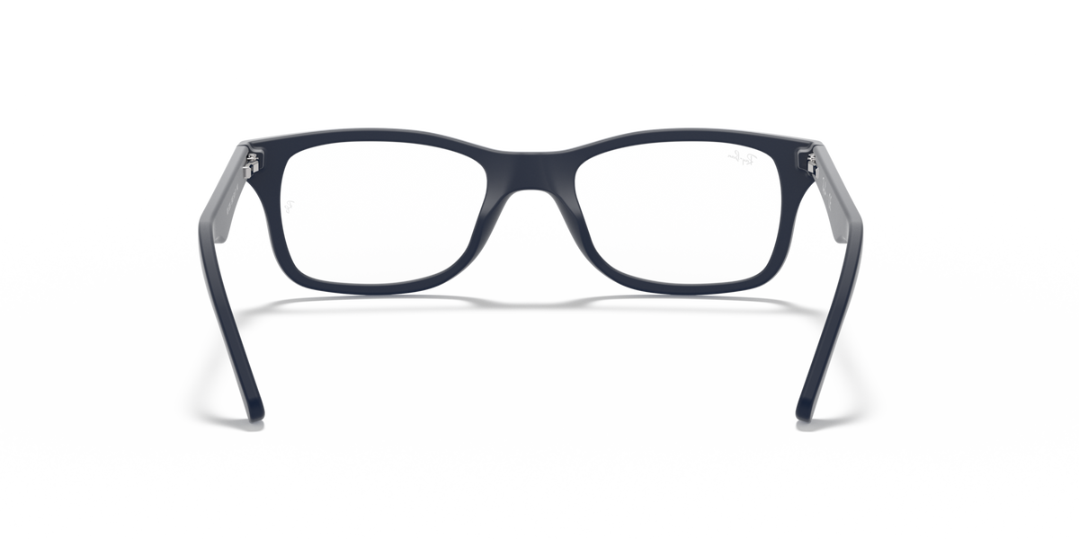 Ray-Ban prescription eyewear frames, gray rectangular frames with clear lenses