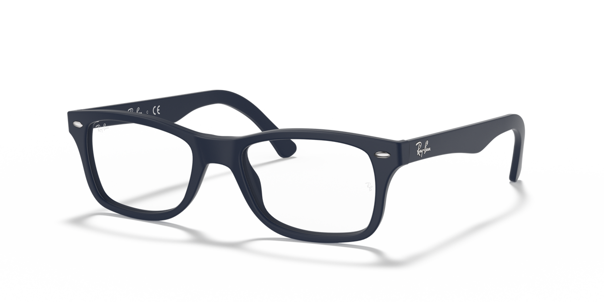 Ray-Ban prescription eyewear frames, dark navy with clear lenses and matching temples
