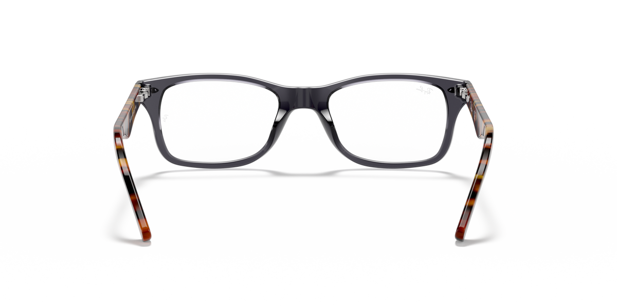 Ray-Ban prescription eyewear frames, dark frame with orange-brown temple accents