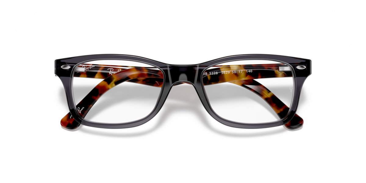 Ray-Ban prescription eyewear frames, black with red-brown tortoise front