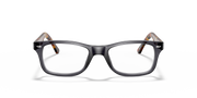 Ray-Ban prescription eyewear frames, dark gray-black with brown tortoise temple tips