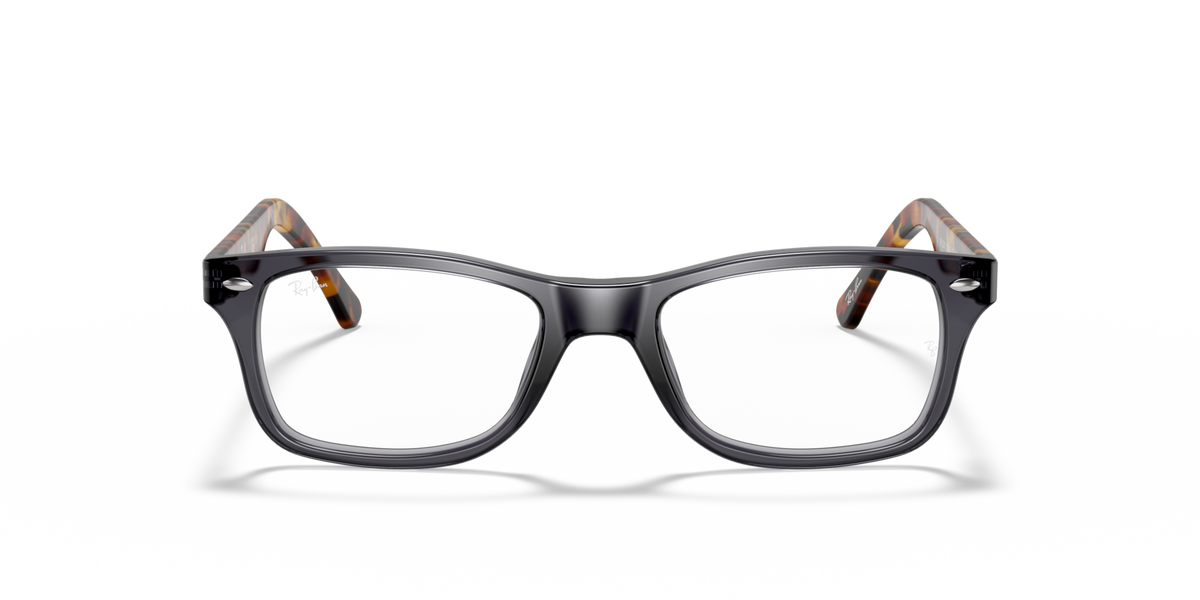 Ray-Ban prescription eyewear frames, dark gray-black with brown tortoise temple tips