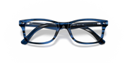 Ray-Ban prescription eyewear frames, translucent blue front with curved brow bar