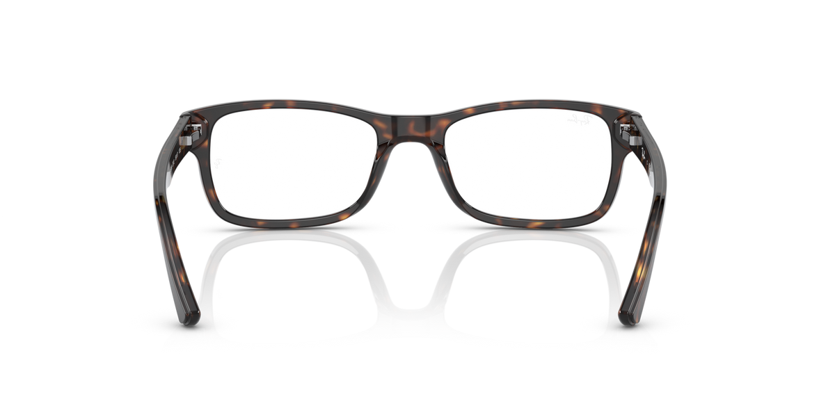Ray-Ban prescription eyeglass frames, Havana brown rectangular front with thick rim