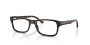 Ray-Ban prescription eyeglass frames, Havana brown rectangular design with clear lenses