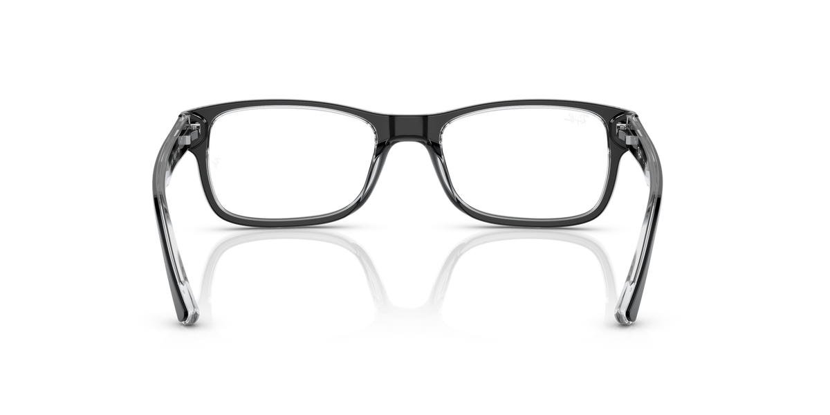 Ray-Ban prescription eyeglass frames, black rectangular front view with thick rim