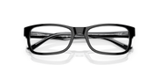 Ray-Ban prescription eyeglass frames, black rectangular front with reflective lens look