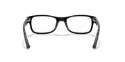 Black square eyeglass frames with curved front and visible hinge details