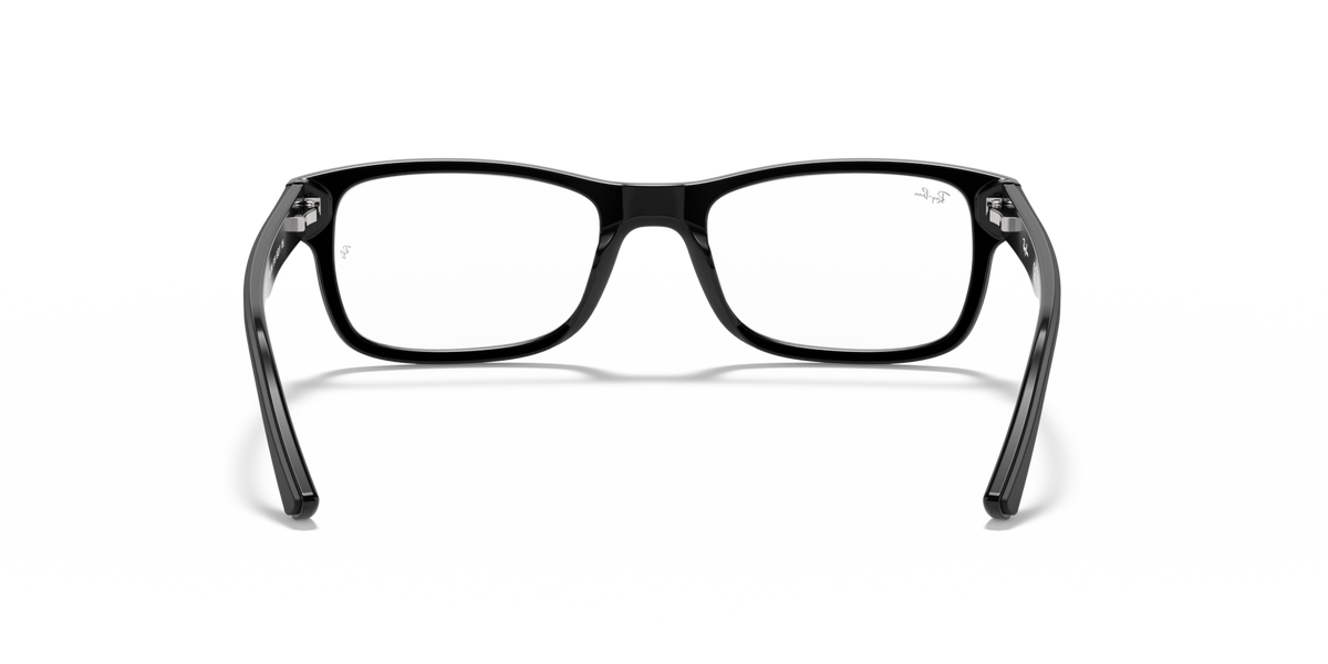 Black square eyeglass frames with curved front and visible hinge details