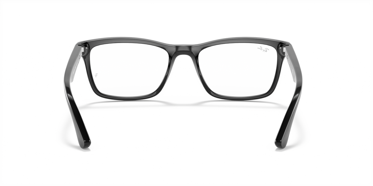 Prescription eyewear frames, light gray rectangular full-rim with dark temple accents.