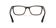 Prescription eyewear frames, gray horn gradient full-rim with orange fleck detailing on temples.