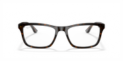 Ray-Ban prescription eyewear frames, havana tortoise full-rim, front view with dark bridge.