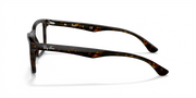 Ray-Ban prescription eyewear frames, havana tortoise side profile with angled temple arms.