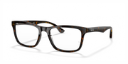Ray-Ban prescription eyewear frames, havana tortoise pattern full-rim with clear lens area.