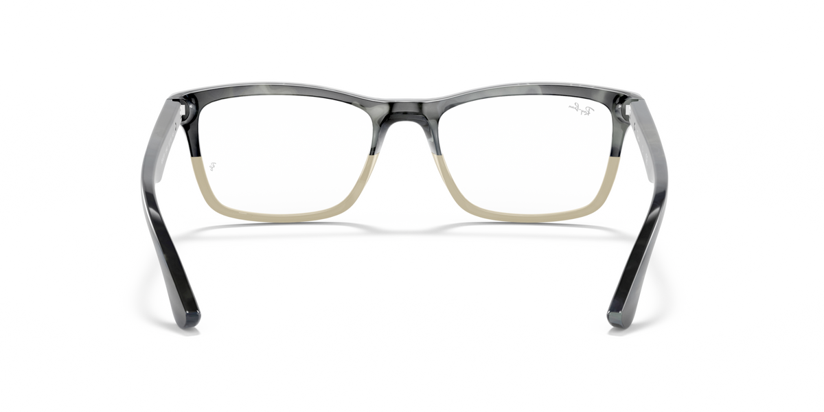 Ray-Ban RX5279 dark frames with tan accents and clear lenses, front view