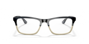 Ray-Ban RX5279 black-and-tan prescription frames with clear lenses, side angle