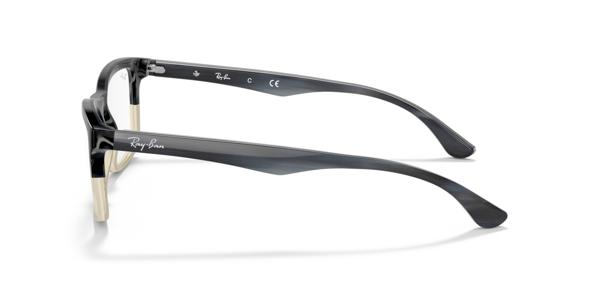 Ray-Ban RX5279 black prescription frames with clear lenses, right side view