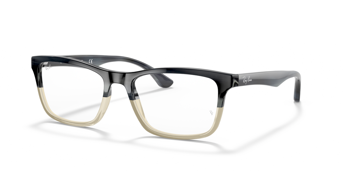 Ray-Ban RX5279 black-and-tan prescription frames with clear lenses, front view