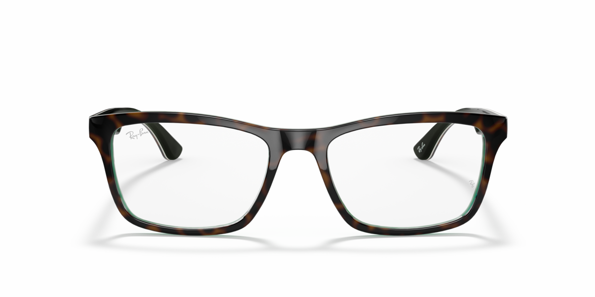 Ray-Ban RX5279 tortoise-style prescription frames with green accents, front angle