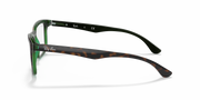 Ray-Ban RX5279 tortoise-style prescription frames with green temple tips, side view