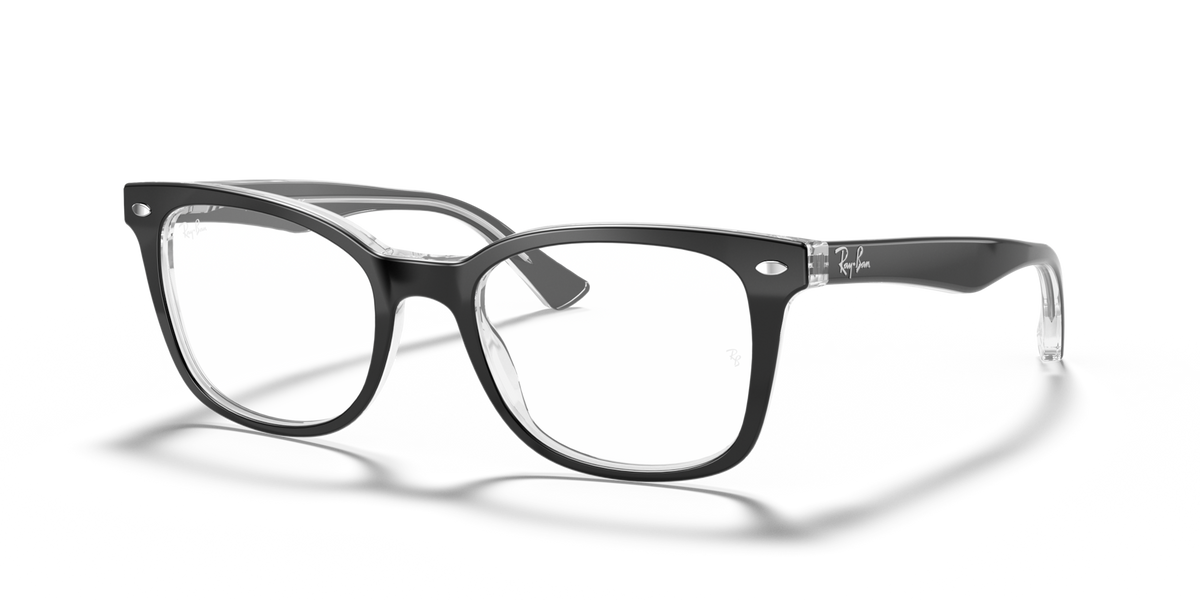 Ray-Ban RX5285 black on transparent prescription eyewear frames, square full-rim