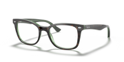 Ray-Ban RX5285 turquoise on transparent prescription eyewear frames, side front angle