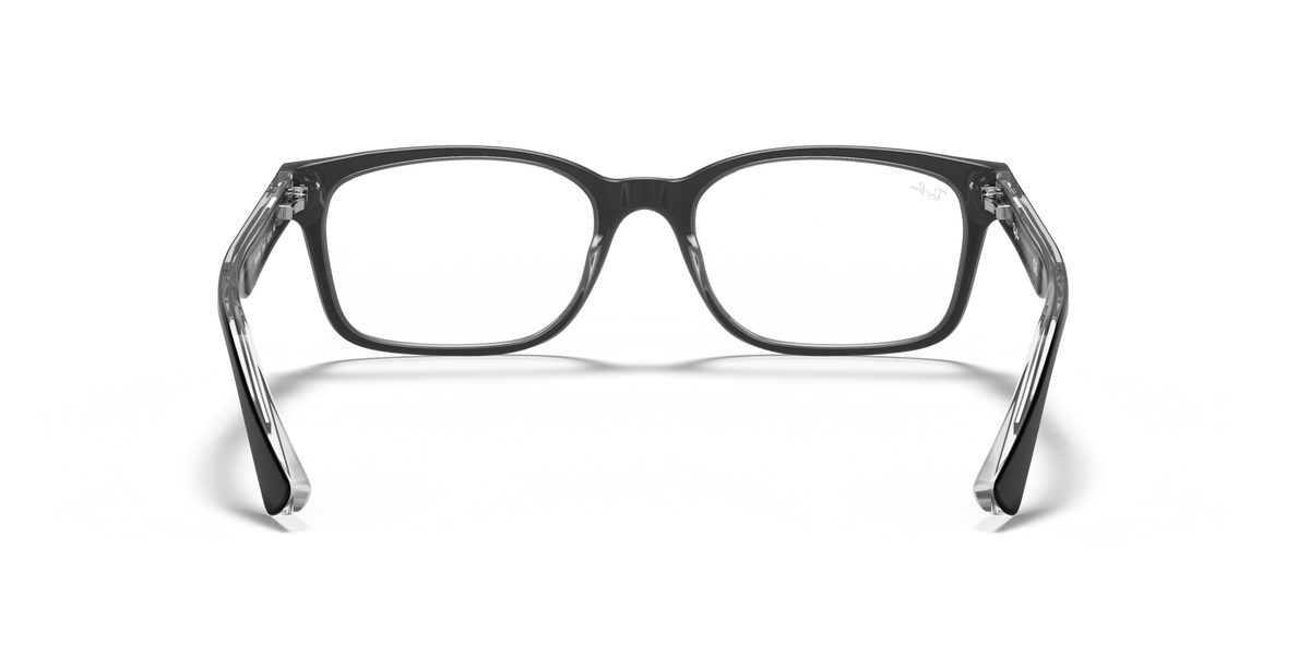 Ray-Ban opal-gray rectangular prescription frames with clear lenses, front view
