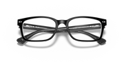 Ray-Ban black rectangular prescription frames with clear lenses, front view