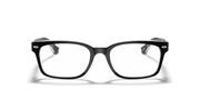 Ray-Ban rectangular prescription frames in black with clear lenses, front angle view