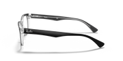 Ray-Ban rectangular prescription frames in black, temple side profile view
