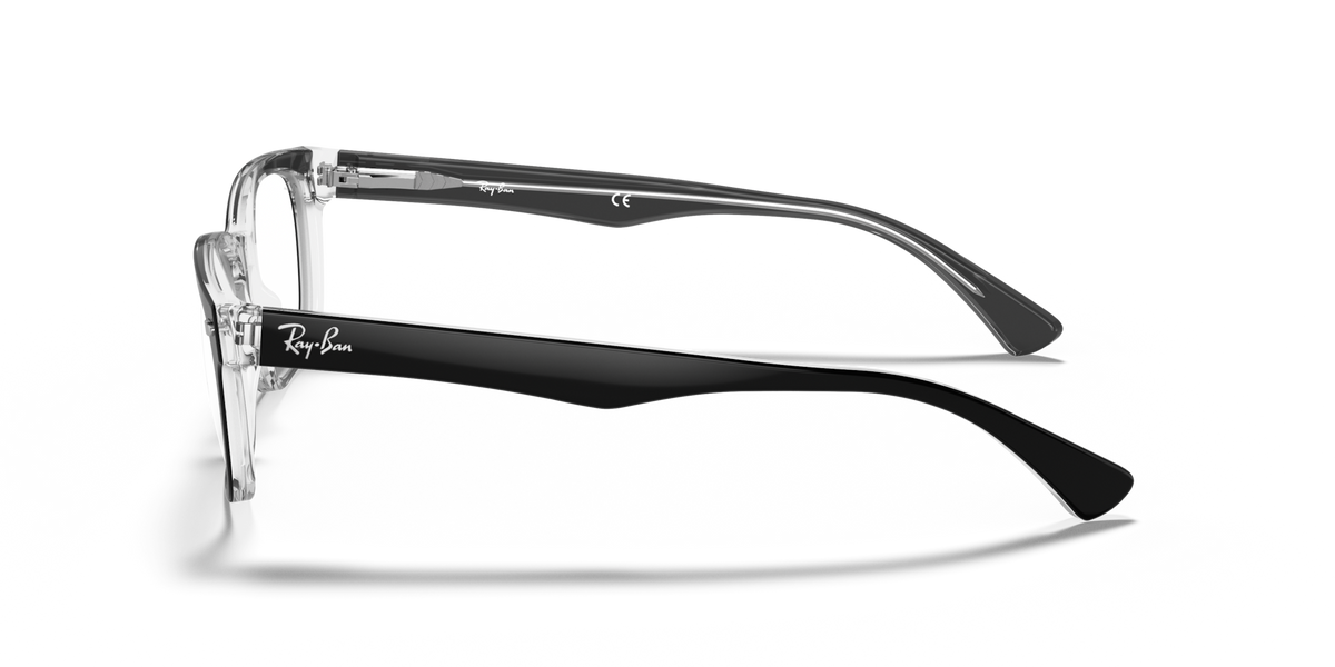 Ray-Ban rectangular prescription frames in black, temple side profile view