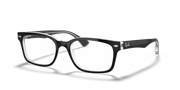 Ray-Ban rectangular prescription frames in black with clear lenses, front view