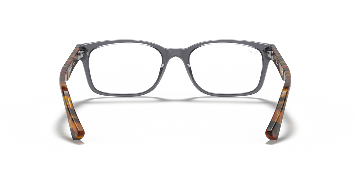Ray-Ban tortoise-pattern rectangular prescription frames with clear lenses, front view