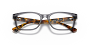 Ray-Ban opal-gray rectangular prescription frames with tortoise temples, front view