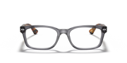 Ray-Ban tortoise-pattern rectangular prescription frames with clear lenses, front angle view