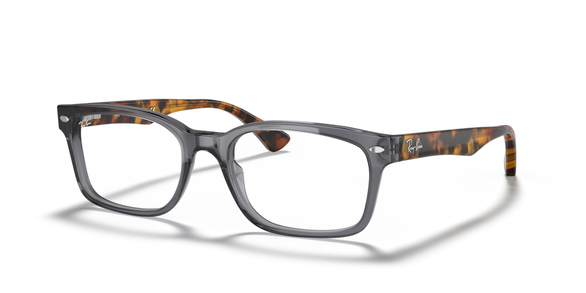 Ray-Ban tortoise-pattern rectangular prescription frames with clear lenses, front view