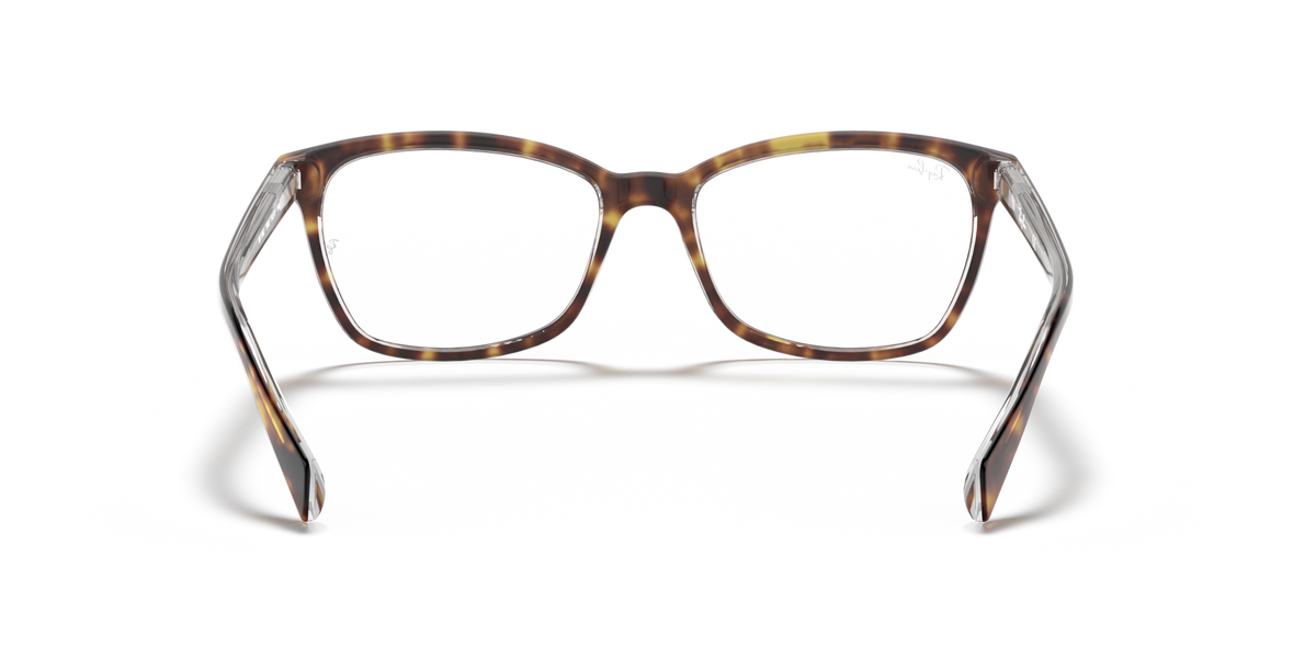 Prescription eyewear frames with havana tortoise frame, side profile and clear lenses