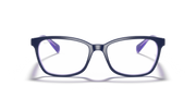 Light blue prescription eyeglass frames, front view with wide lenses