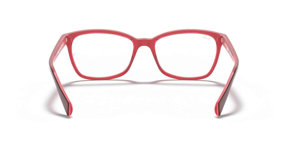 Red prescription eyeglass frames with full-rim square lenses