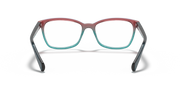 Ray-Ban prescription eyewear frames, maroon front with teal under-frame detailing