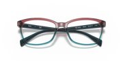 Ray-Ban prescription eyewear frames, maroon with teal gradient inner rim and clear lenses