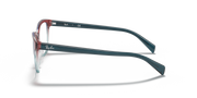Ray-Ban prescription eyewear frames, maroon rim with teal/blue metal temples