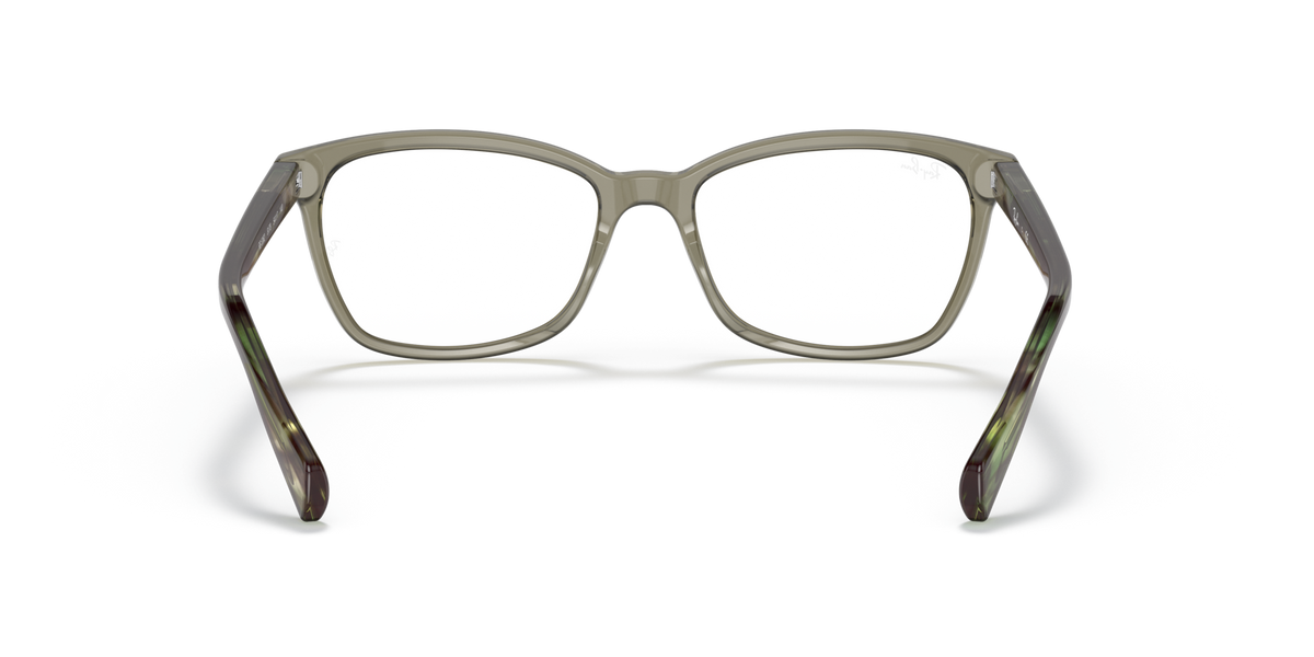 Ray-Ban prescription eyewear frames, khaki frame with clear lenses and tortoise detailing
