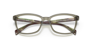 Ray-Ban prescription eyewear frames, khaki with maroon-brown inner rim and clear lenses