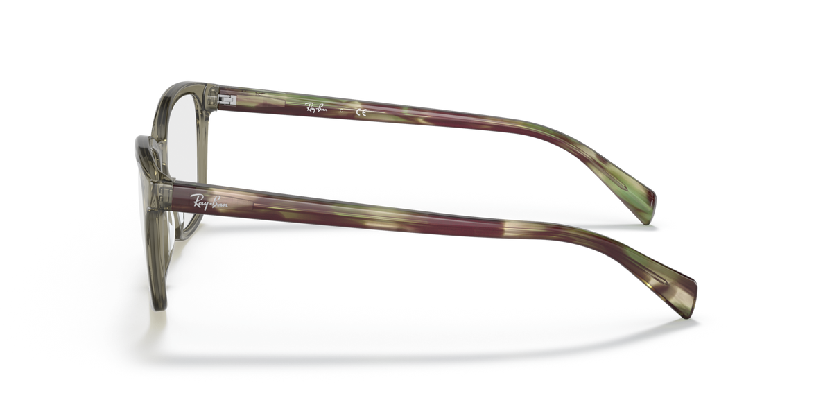 Ray-Ban prescription eyewear frames, khaki frame with tortoise-pattern metal temples