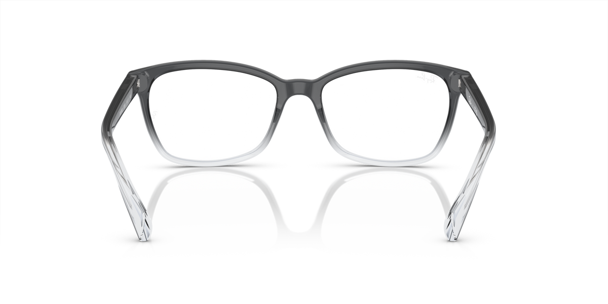 Ray-Ban RX5362 prescription frames, dark gray square eyeglasses, front view from below