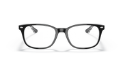 Black prescription eyewear frames, front view with rectangular lenses and bridge detail