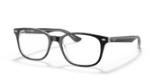 Prescription eyewear frames with black rectangular full-rim design and clear lenses